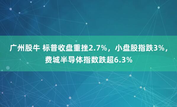 广州股牛 标普收盘重挫2.7%，小盘股指跌3%，费城半导体指数跌超6.3%